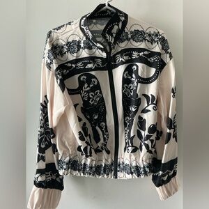 Floral Black and Cream Women's Jacket